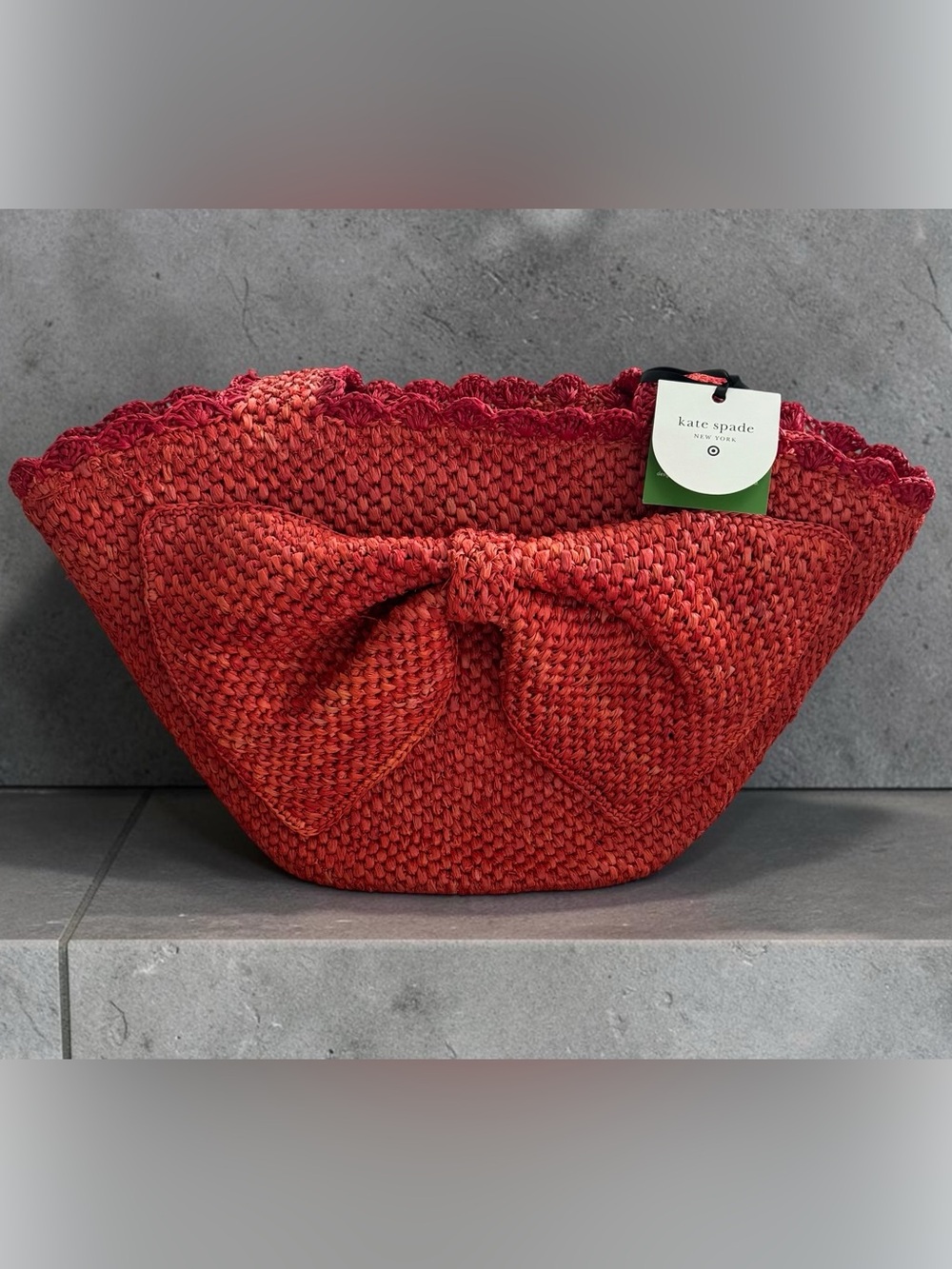Kate Spade x Target Raffia Orange/Red Tote Bag NWT - Picture 2 of 6